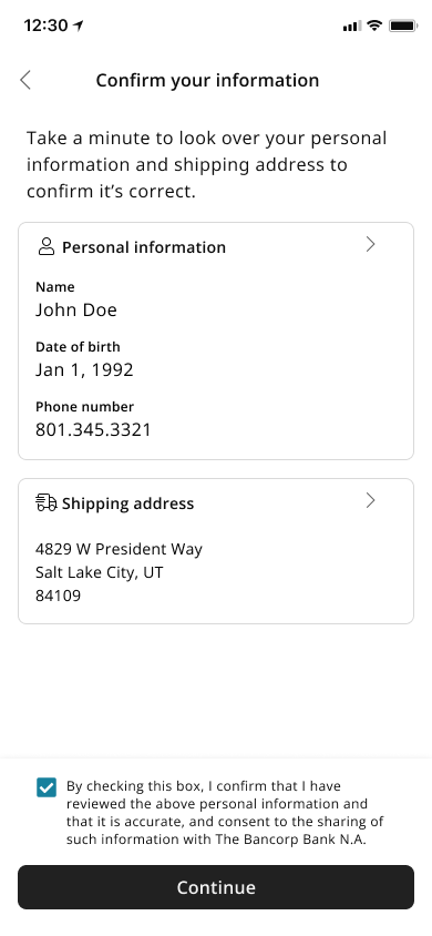 Pay card identity confirmation