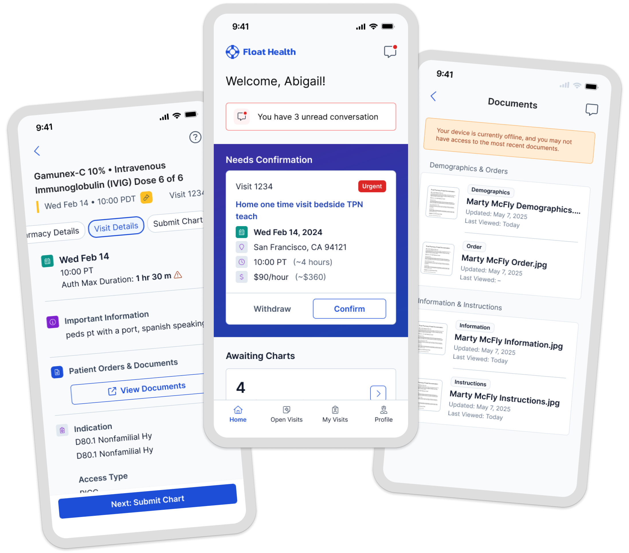 Nurse viewing patient information on the mobile app