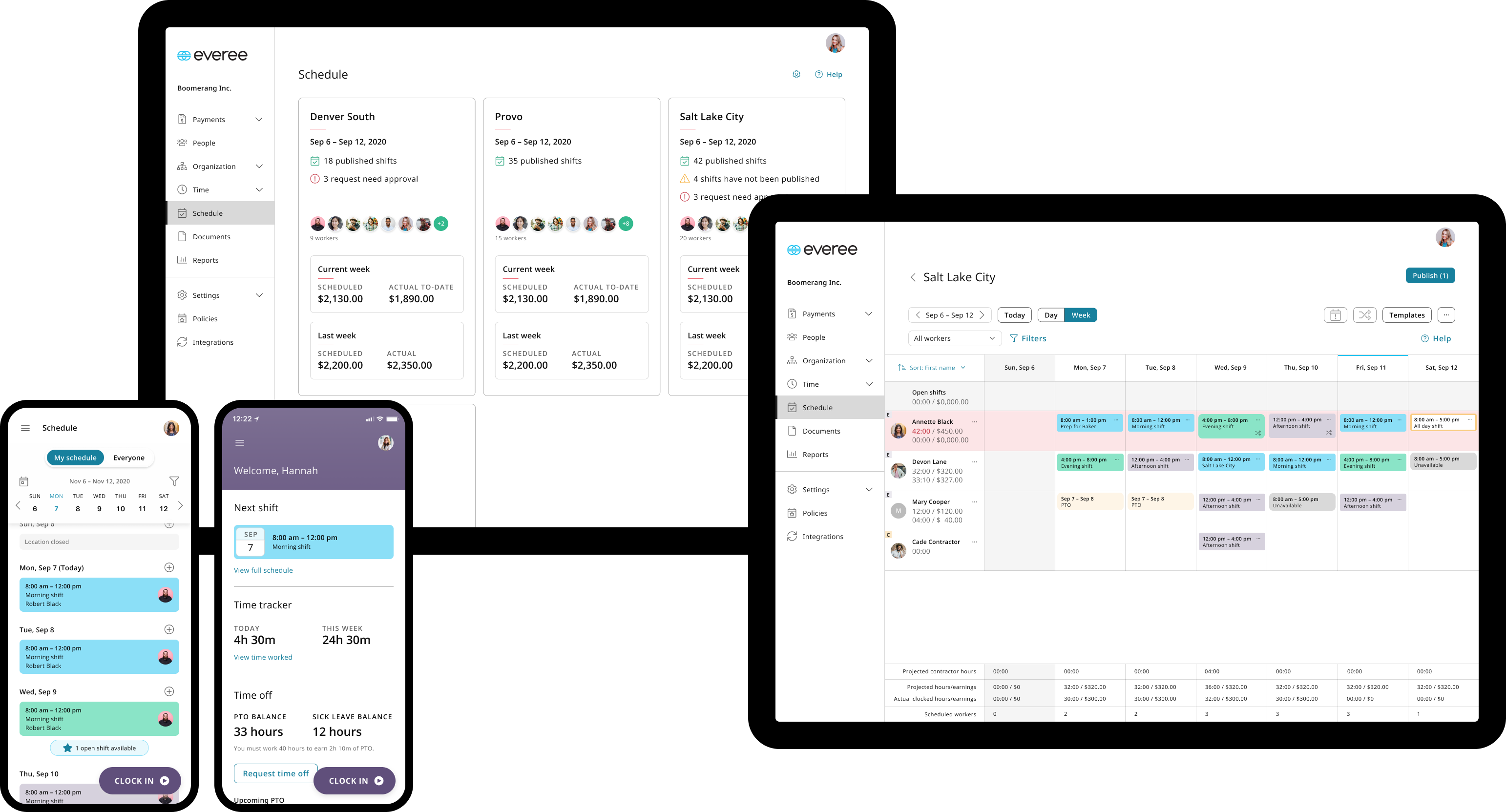 A scheduling app allows companies to easily create and manage staff schedules.